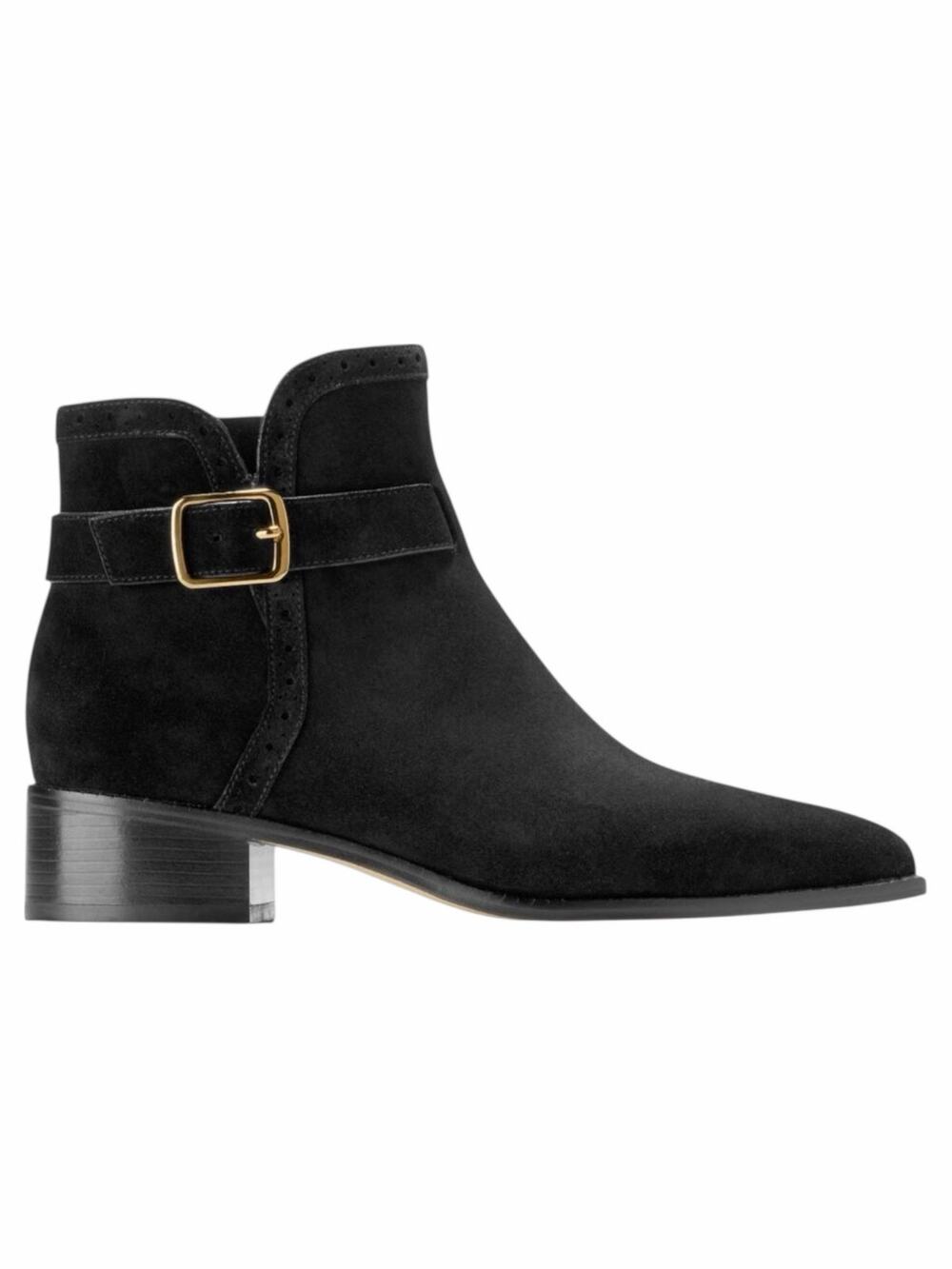 Cole Haan Norella Buckle Snip Toe Suede Ankle Boots Black Size 10B